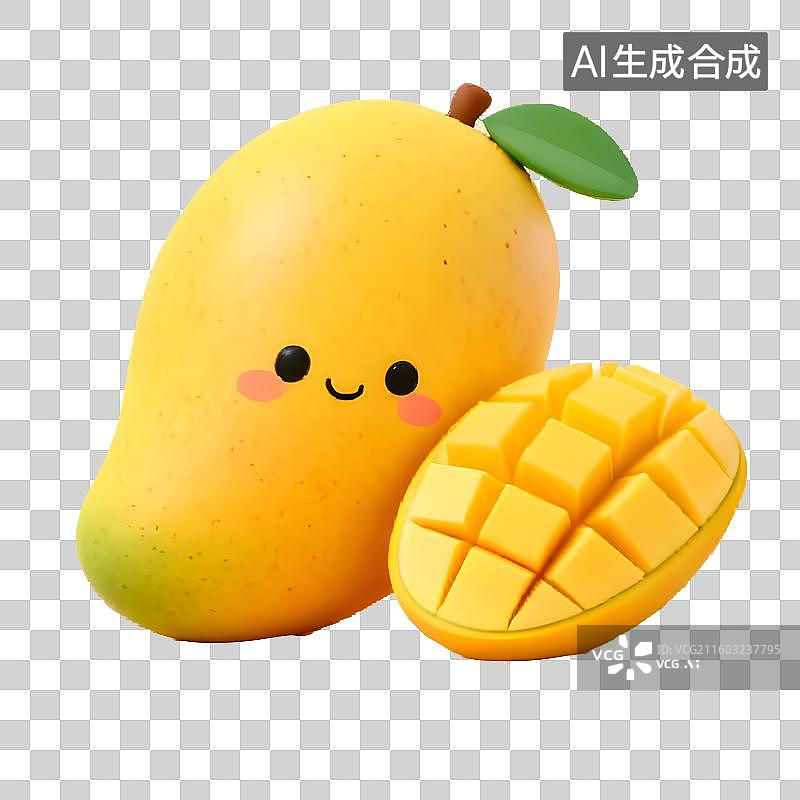 【AI数字艺术】拟人卡通风格水果元素，水果PNG元素素材，芒果卡通素材图片素材