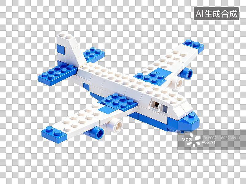 【AI数字艺术】蓝白色飞机积木免抠素材图片素材