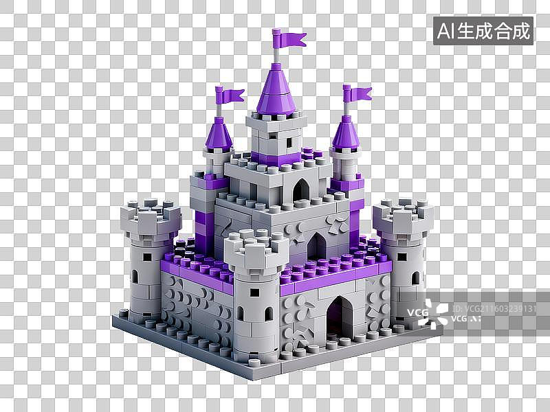 【AI数字艺术】紫白色城堡积木免抠素材图片素材