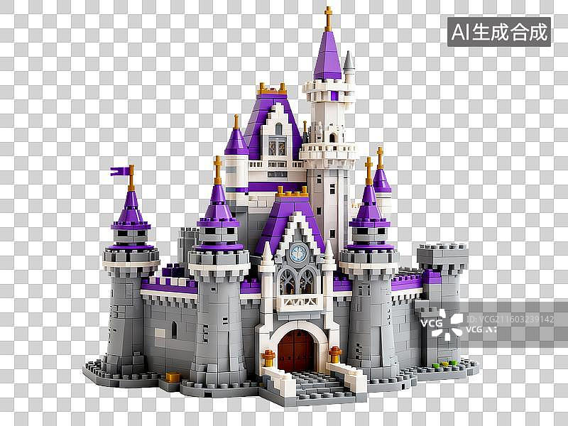 【AI数字艺术】紫白色城堡积木免抠素材图片素材
