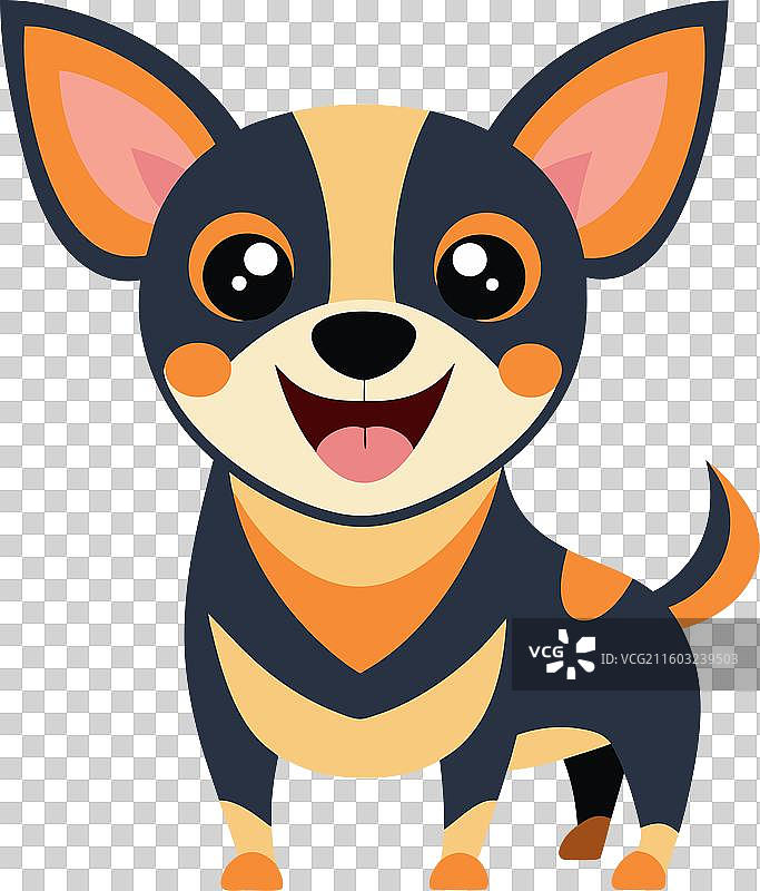 吉娃娃腊肠犬微笑，可爱图片素材