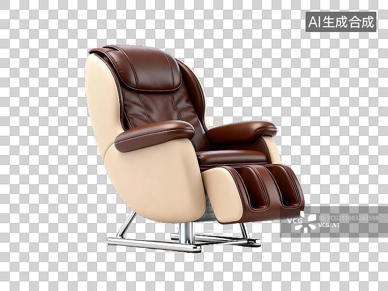 【AI数字艺术】棕色米色双色按摩椅免抠素材图片素材