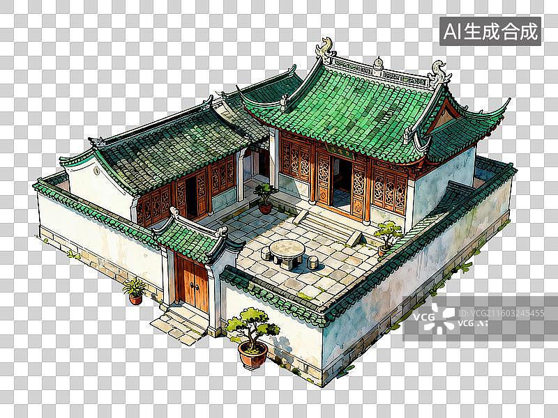 【AI数字艺术】院子-中国古建筑-院落图片素材