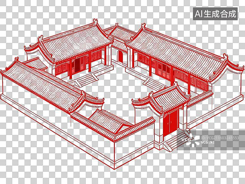 【AI数字艺术】院子-中国古建筑-院落图片素材