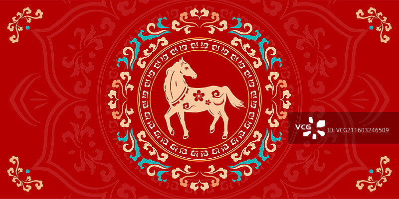 马年红色贺卡设计图片素材