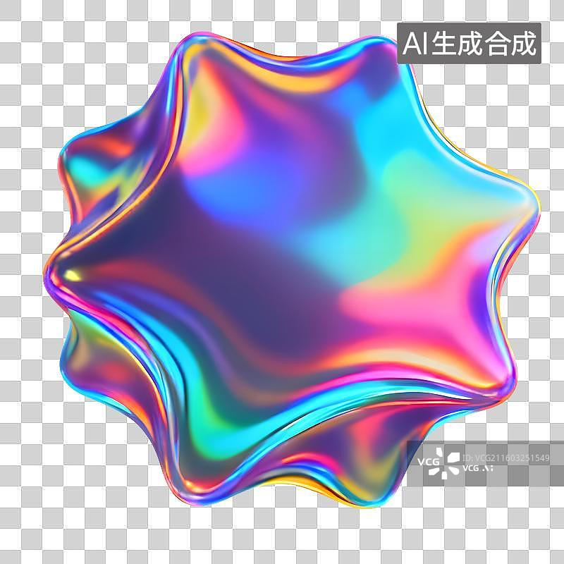 【AI数字艺术】超现实3D霓虹幻彩流体全息渐变材质几何形状图片素材