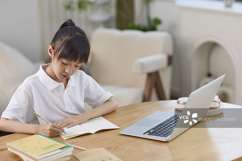 女孩做家庭作业图片素材
