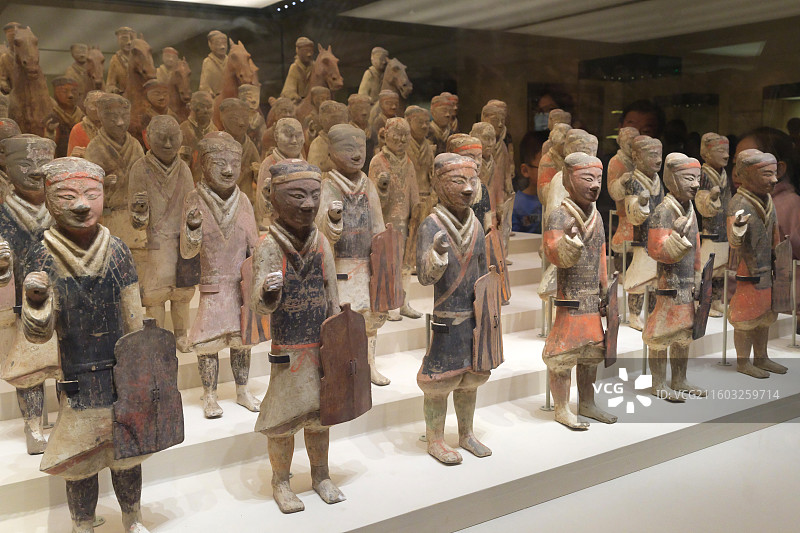 彩绘陶兵马俑 西汉 1965年陕西咸阳杨家湾兵马俑坑出土 中国国家博物馆“古代中国基本陈列”图片素材