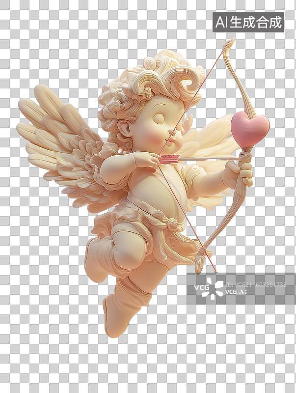 【AI数字艺术】黏土风格丘比特角色3D图标图片素材