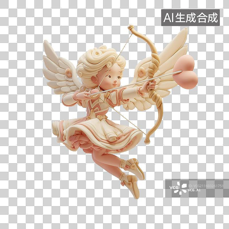 【AI数字艺术】黏土风格丘比特角色3D图标图片素材