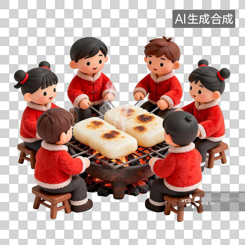 【AI数字艺术】轻拟物风格可爱春节喜庆元素建模图片素材