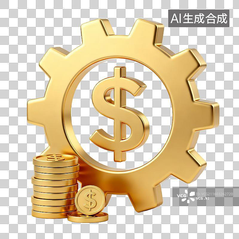 【AI数字艺术】金色齿轮图片素材