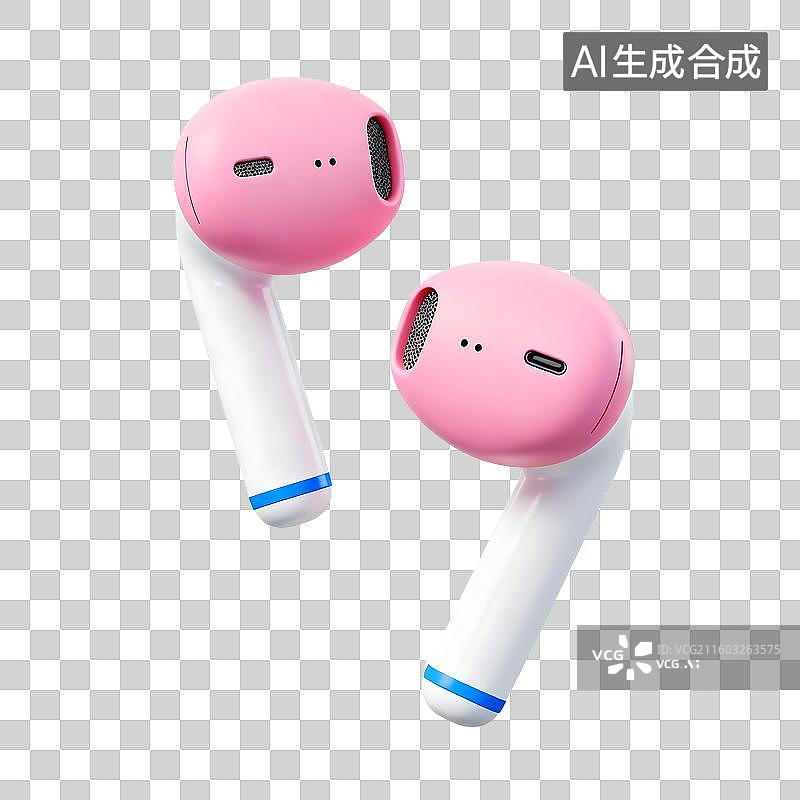 【AI数字艺术】粉色无线入耳式蓝牙耳机图片素材