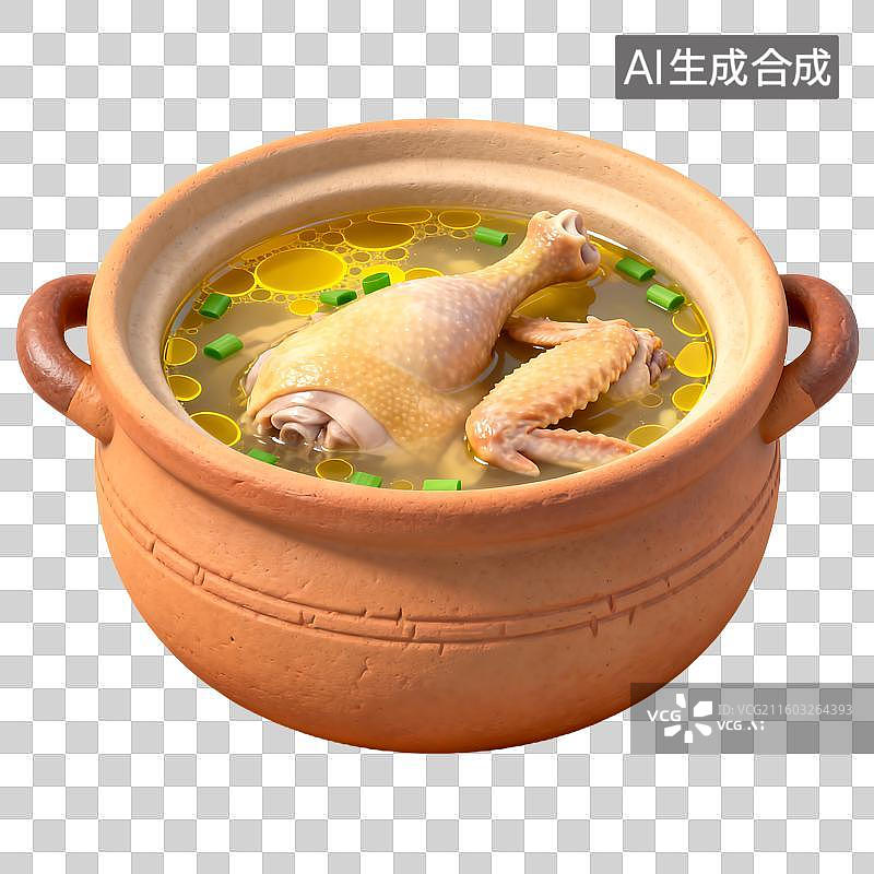 【AI数字艺术】陶罐里的美味鸡汤图片素材