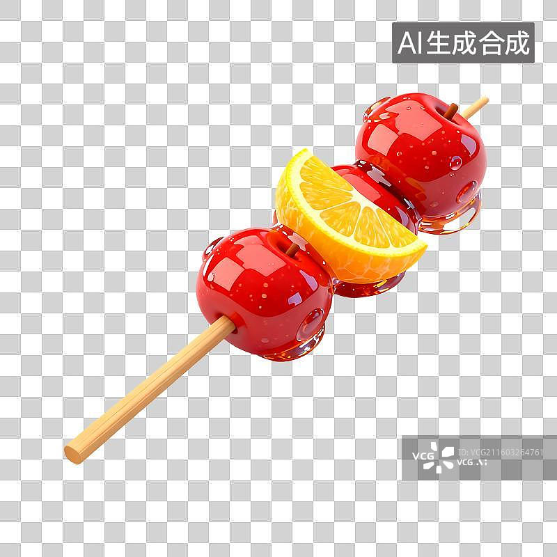 【AI数字艺术】带橙子片的美味糖葫芦图片素材