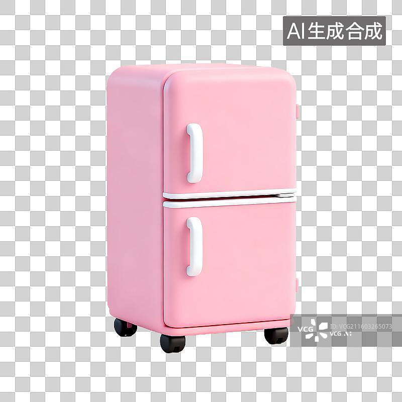 【AI数字艺术】粉色小型双门冰箱图片素材