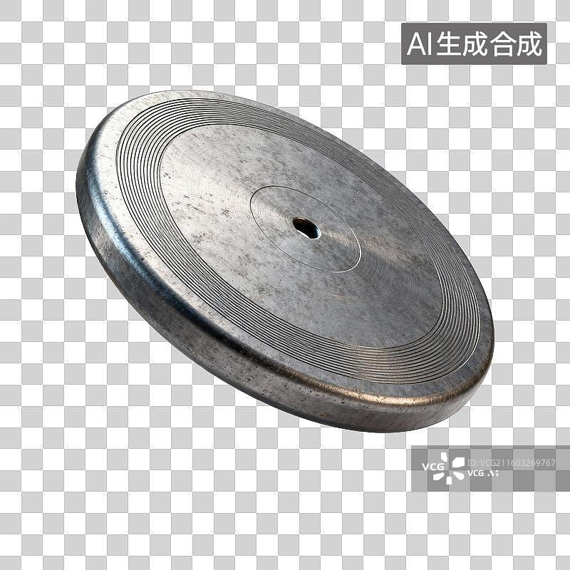 【AI数字艺术】带有圆形纹路的金属铁饼图片素材