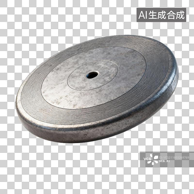 【AI数字艺术】带有圆形纹路的金属铁饼图片素材