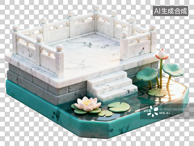 【AI数字艺术】3d中国古代建筑汉白玉台造型图片素材