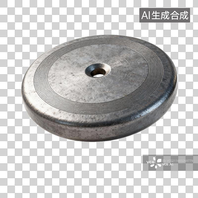 【AI数字艺术】带有圆形纹路的金属铁饼图片素材