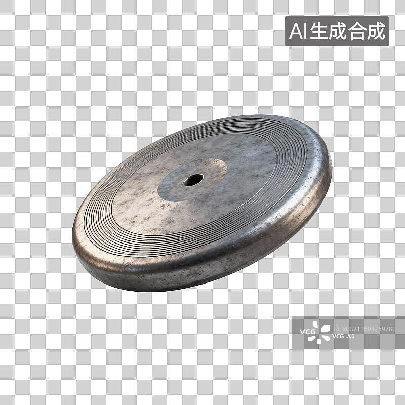 【AI数字艺术】带有圆形纹路的金属铁饼图片素材