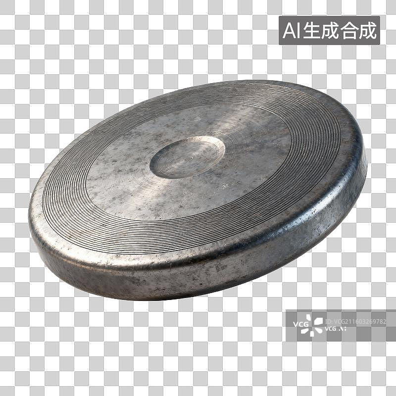 【AI数字艺术】带有圆形纹路的金属铁饼图片素材