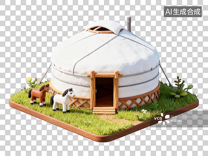 【AI数字艺术】3d建筑蒙古包图片素材