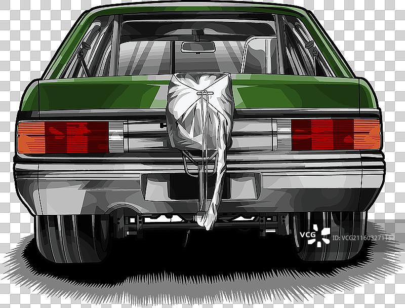 绿色赛车，带有灰色条纹图片素材