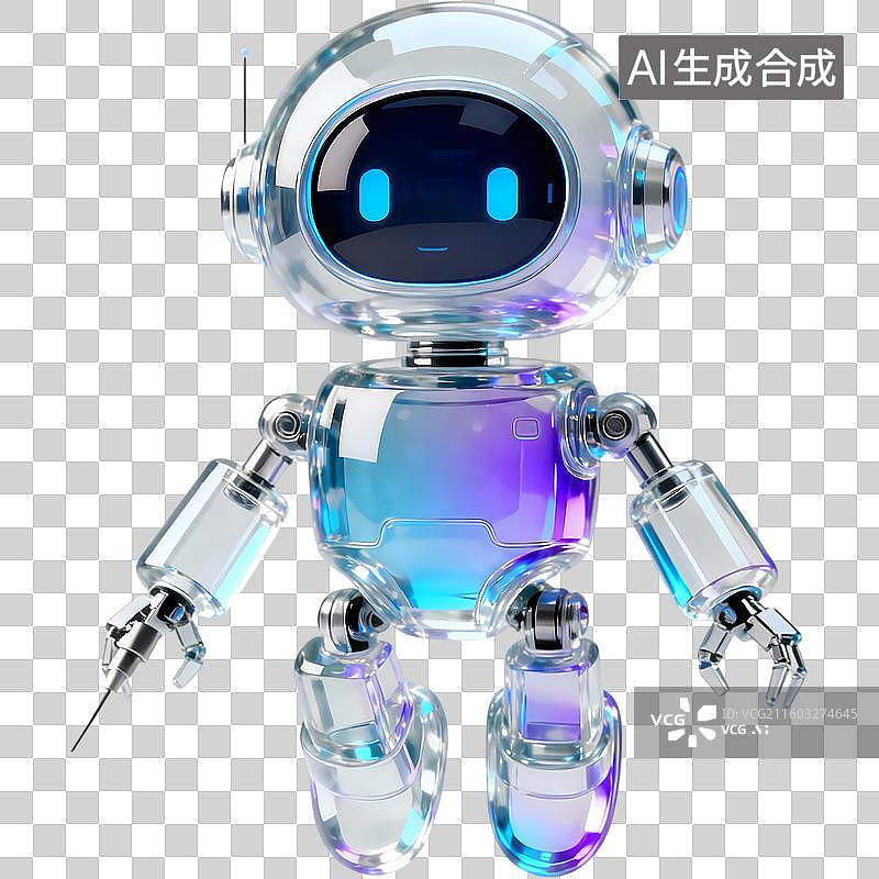 【AI数字艺术】纳米机器人3D立体未来科技感透明玻璃质感插画元素图片素材