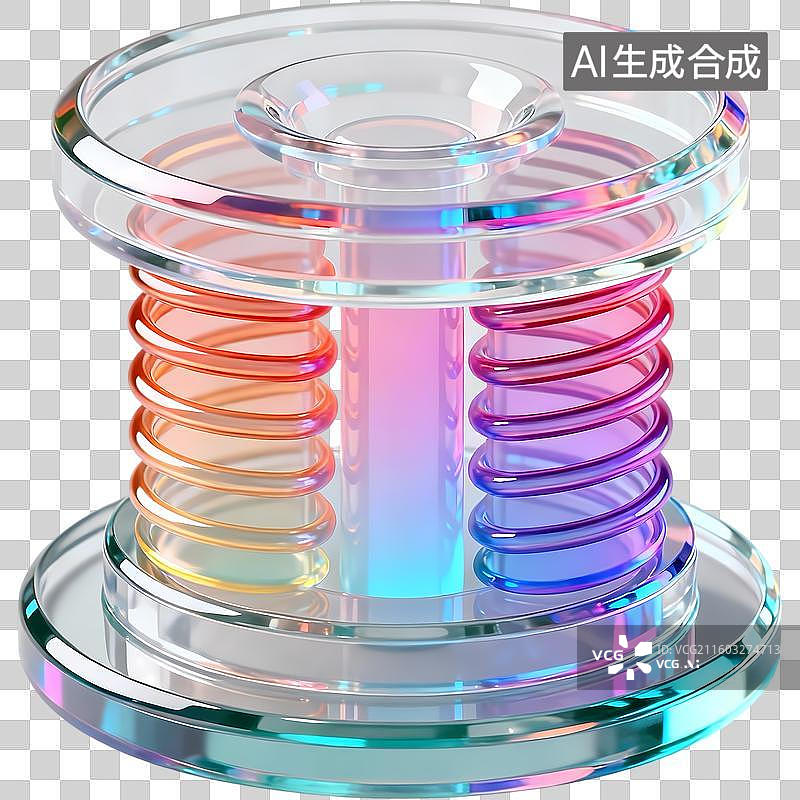 【AI数字艺术】特斯拉线圈3D立体未来科技感透明玻璃质感插画元素图片素材