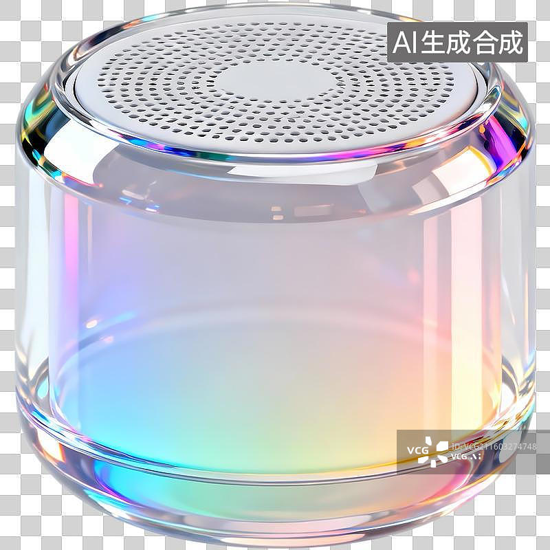 【AI数字艺术】便携音箱3D立体未来科技感透明玻璃质感插画元素图片素材