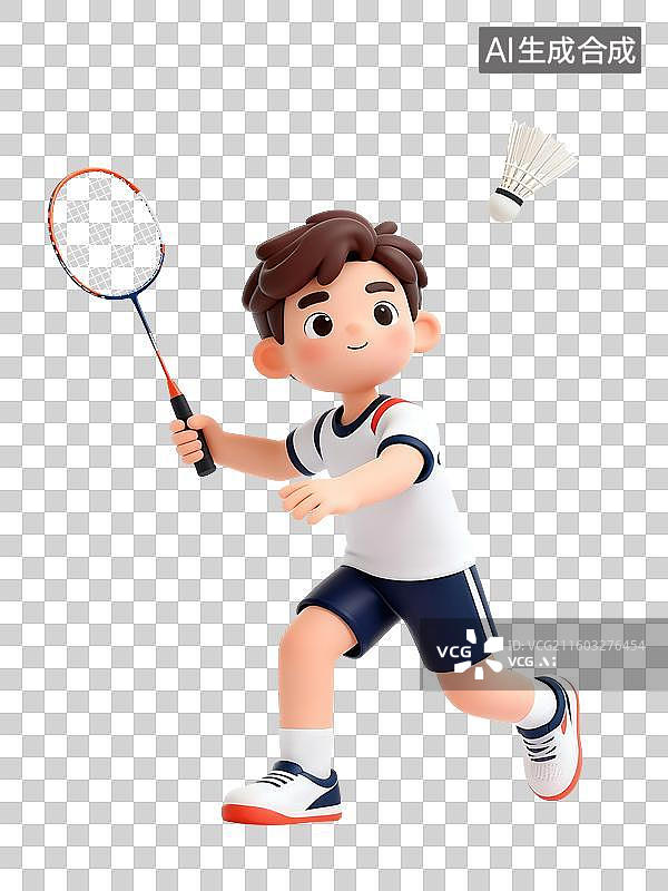 【AI数字艺术】一个男人正在打羽毛球三维图形图片素材