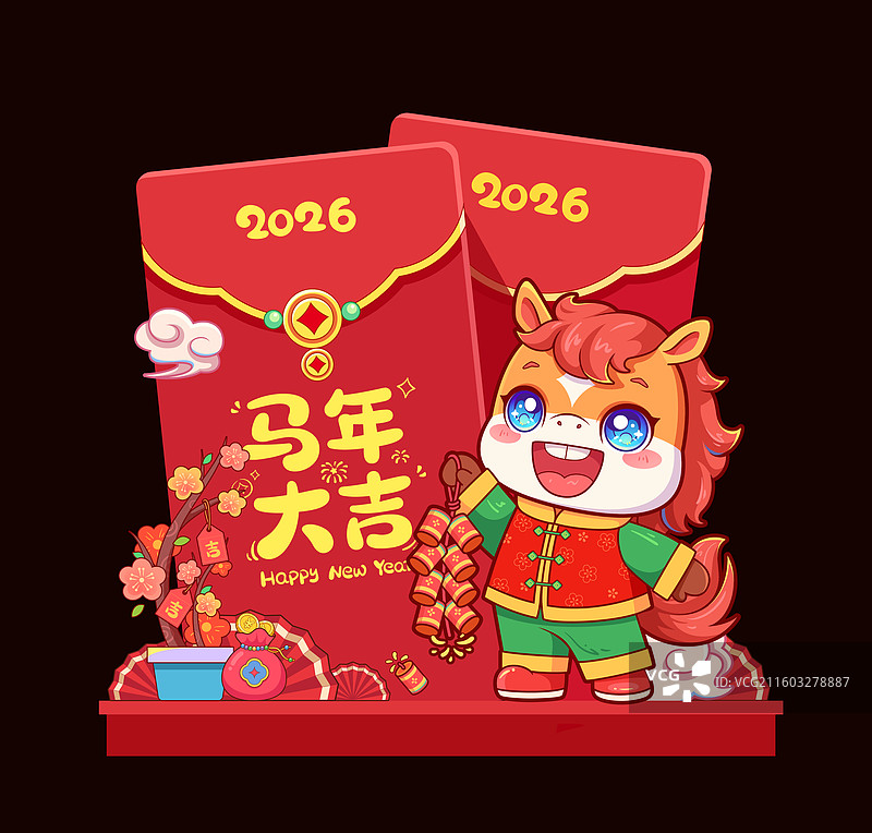 马年红色喜庆展台设计图片素材