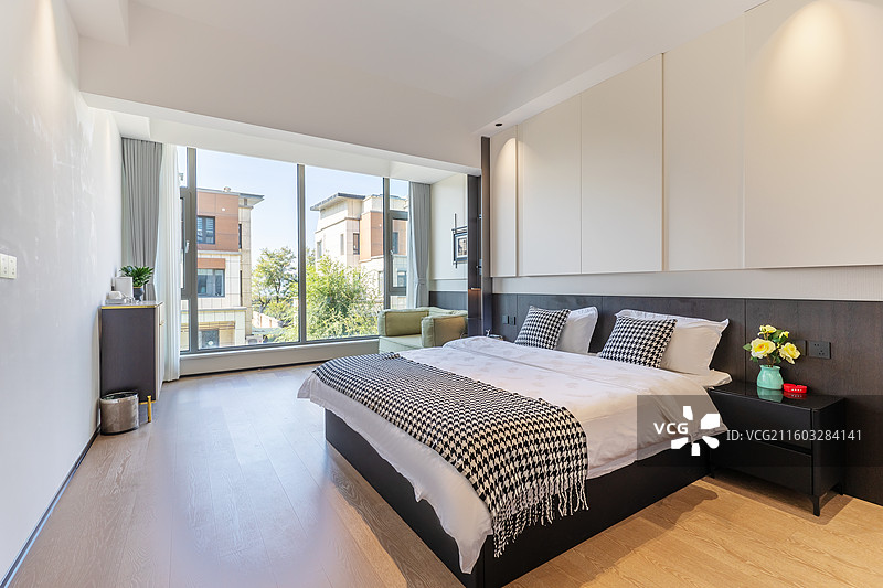 现代别墅酒店卧室图片素材