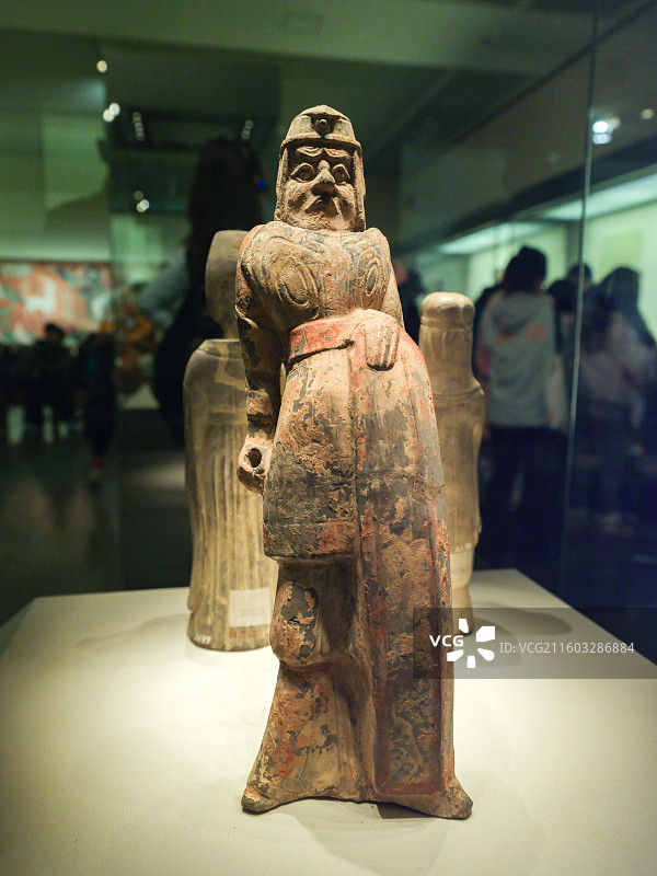 彩绘执盾陶武士俑 北魏 1965年河南洛阳元巶墓出土 中国国家博物馆“古代中国基本陈列”图片素材