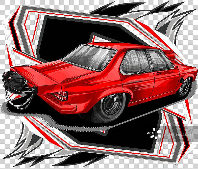 带有灰色条纹的红色赛车图片素材