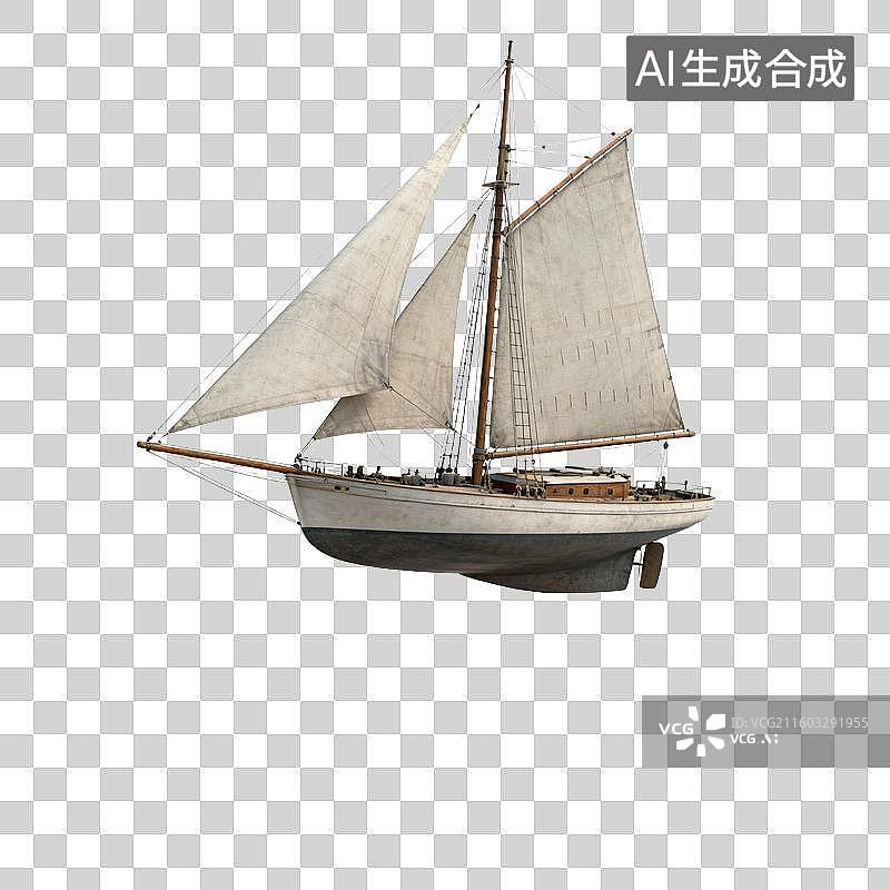 【AI数字艺术】复古帆船模型展示图片素材