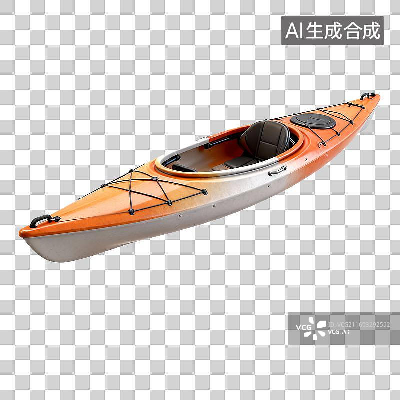 【AI数字艺术】橙白相间单人皮划艇图片素材