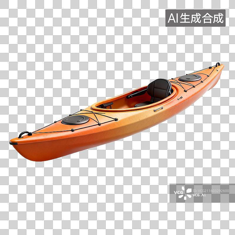 【AI数字艺术】橙白相间单人皮划艇图片素材
