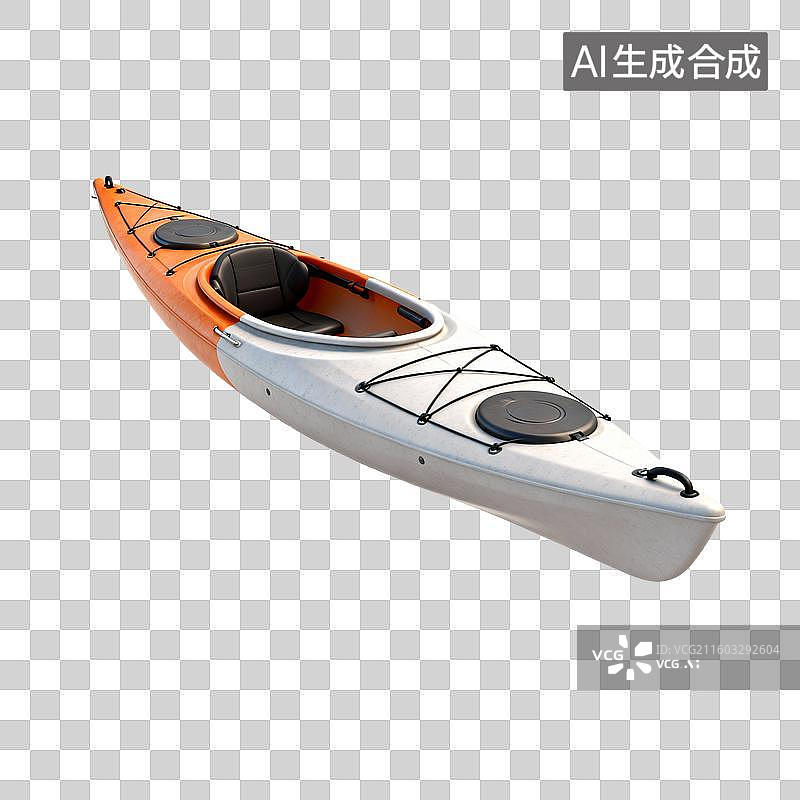 【AI数字艺术】橙白相间单人皮划艇图片素材