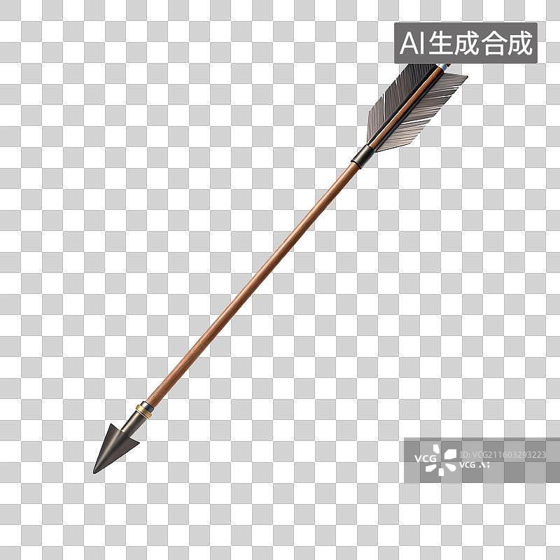 【AI数字艺术】带有金属箭头和羽毛箭羽的箭图片素材