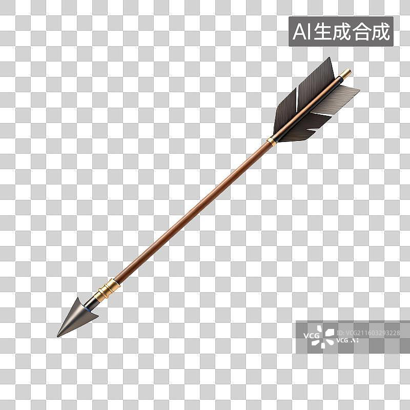 【AI数字艺术】带有金属箭头和羽毛箭羽的箭图片素材
