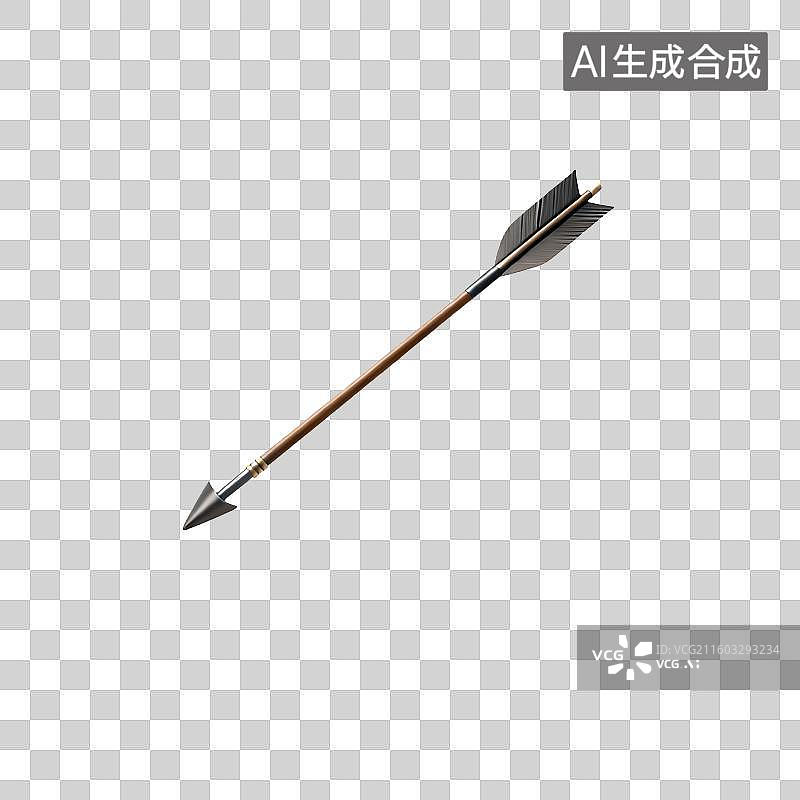 【AI数字艺术】带有金属箭头和羽毛箭羽的箭图片素材