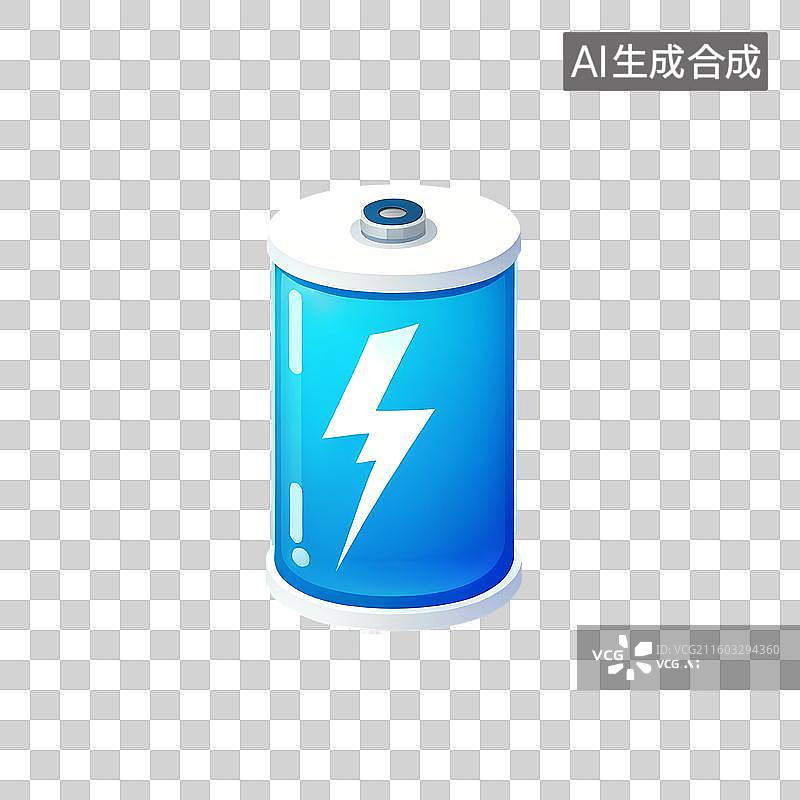 【AI数字艺术】3D渲染，蓝色电池，蓄电池，电源，能源，充电，能量免抠元素图片素材