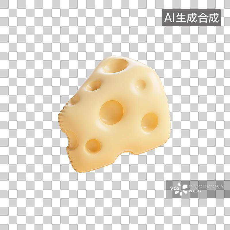 【AI数字艺术】3D渲染，充气膨胀风格，气球，奶酪，芝士，奶制品，烘焙原材料，促销，免抠元素图片素材