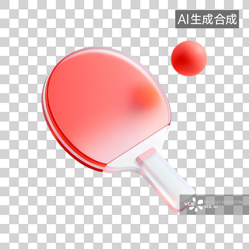 【AI数字艺术】红色乒乓球拍与乒乓球图片素材
