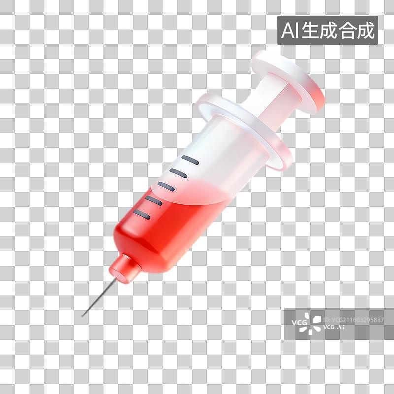 【AI数字艺术】装有红色液体的医疗注射器图片素材