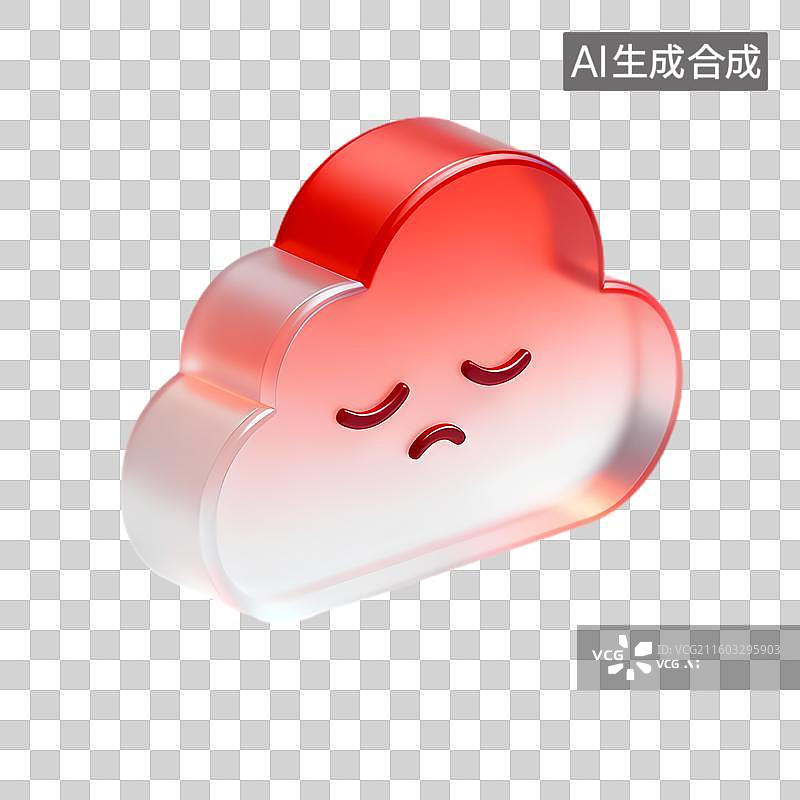 【AI数字艺术】带悲伤表情的3D云朵图片素材