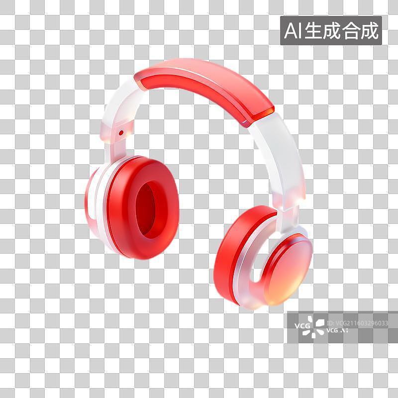 【AI数字艺术】时尚红白配色头戴式耳机图片素材