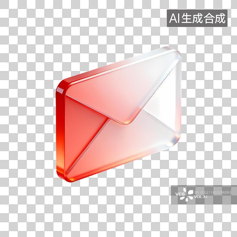 【AI数字艺术】闪亮的红色白色信封图标图片素材